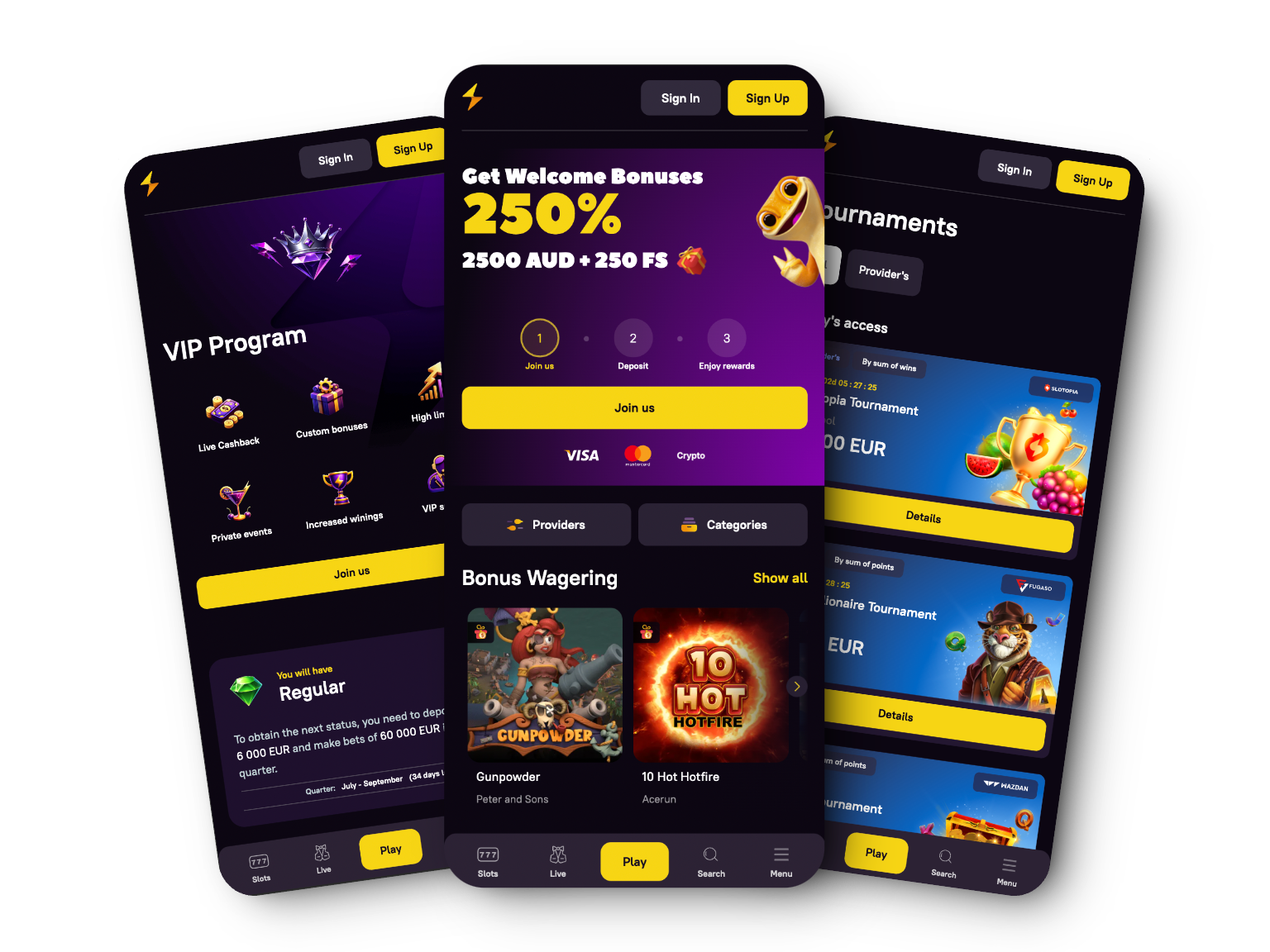 Zoome Casino App download and home screen interface