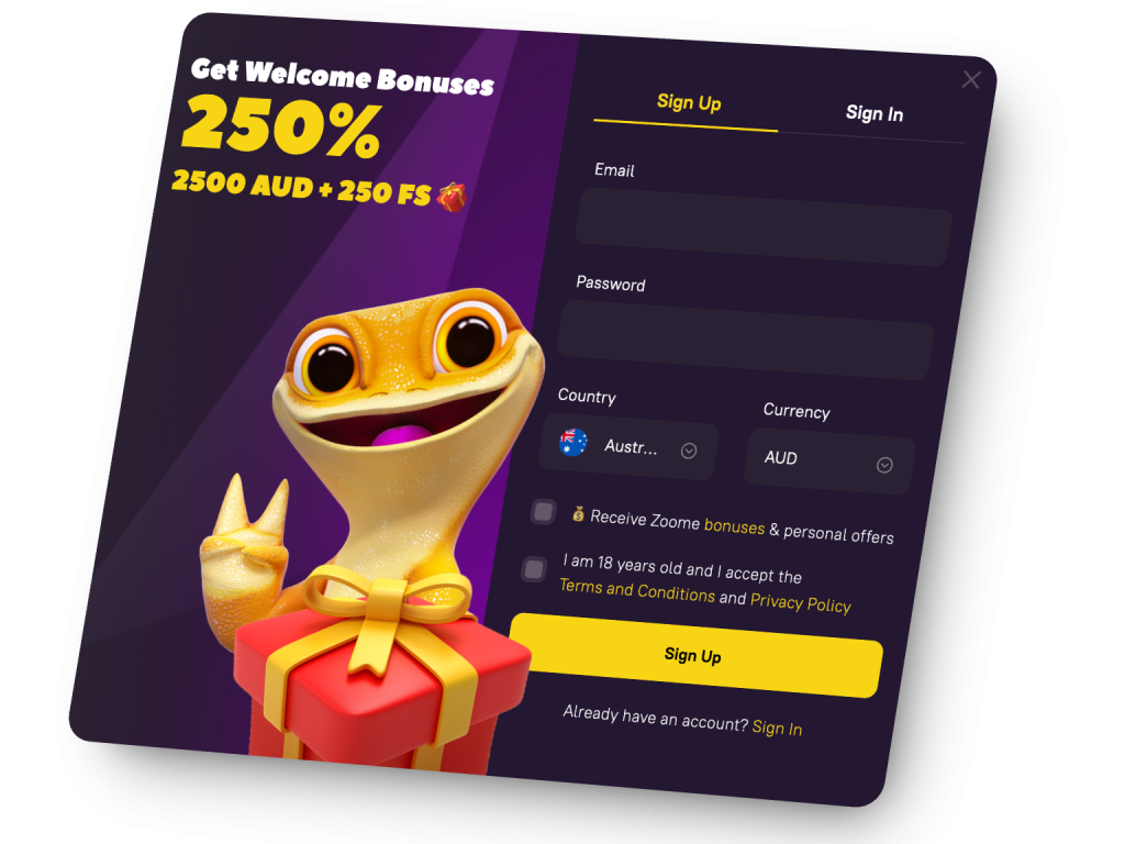 zoome casino sign up bonus